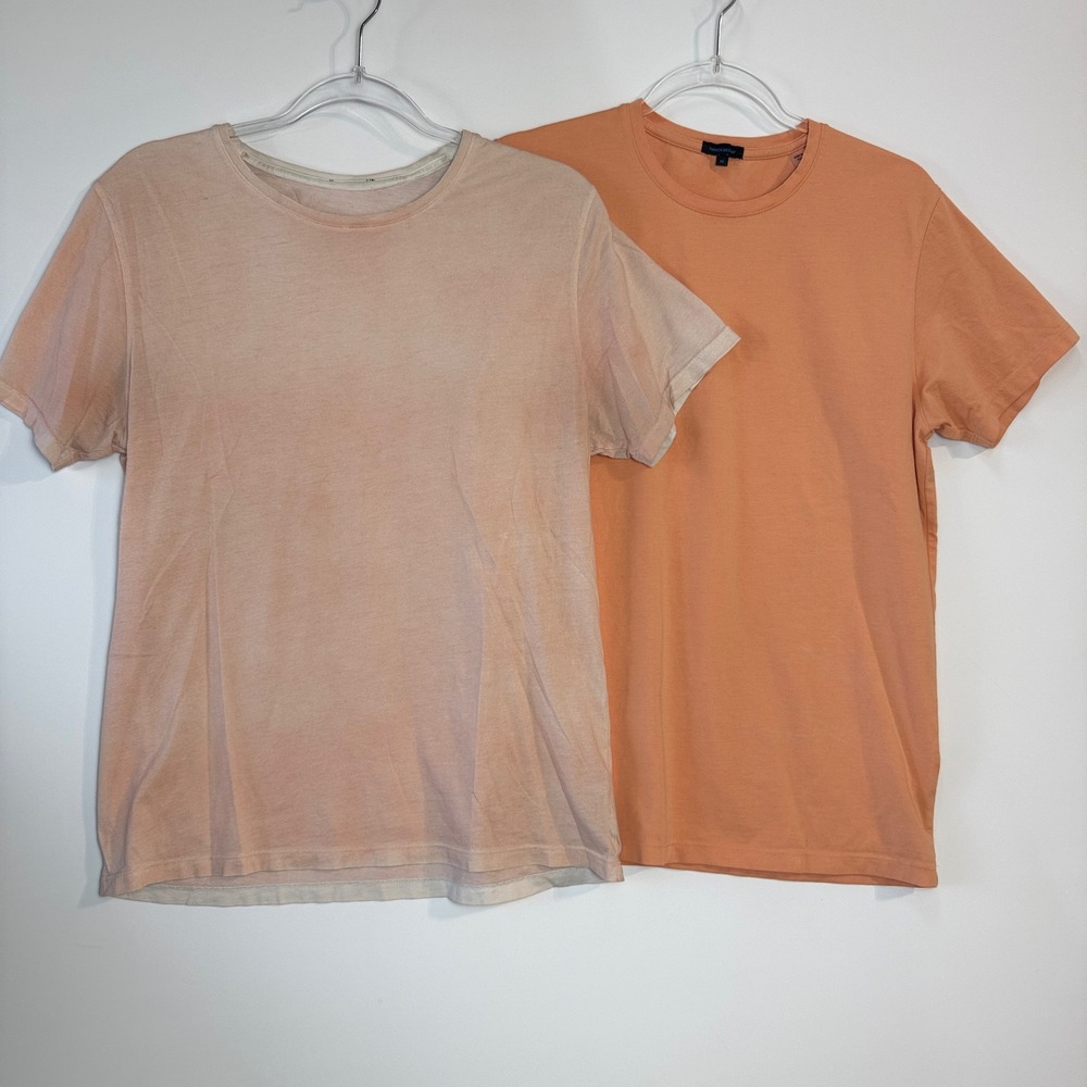 Patrick Assaraf T-Shirt Mens M Orange Pima Cotton Stretch Crew Neck Short Sleeve